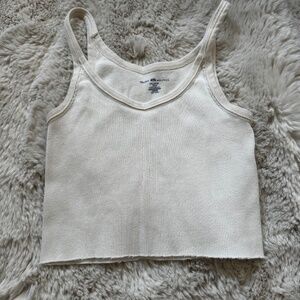 Cream Brandy Melville Cropped Tank Top